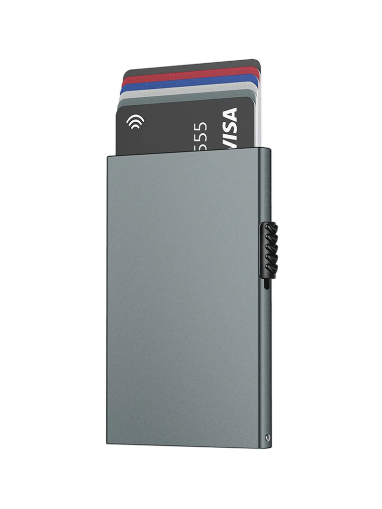 RFID Blocking Metal Card Holder: Minimalist Slim Design, Pop-Up Credit Card Wallet for Men