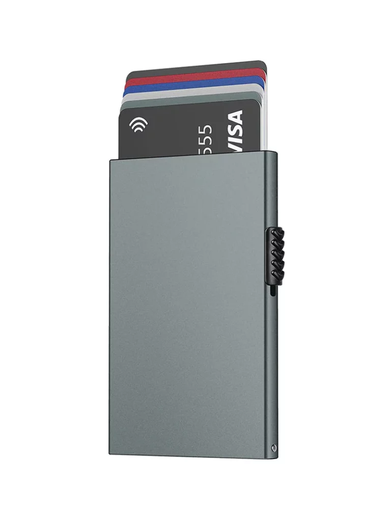 RFID Blocking Metal Card Holder: Minimalist Slim Design, Pop-Up Credit Card Wallet for Men