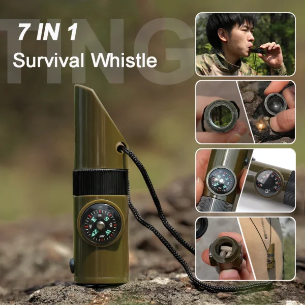 7-in-1 Survival Whistle: Portable High Decibel Safety Tool - Image 2