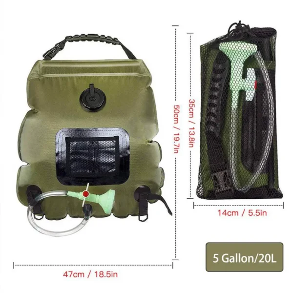 20L Camping Shower Bag with Removable Hose & Shower Head - Image 4