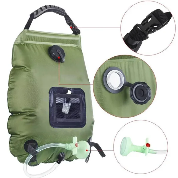 20L Camping Shower Bag with Removable Hose & Shower Head - Image 6