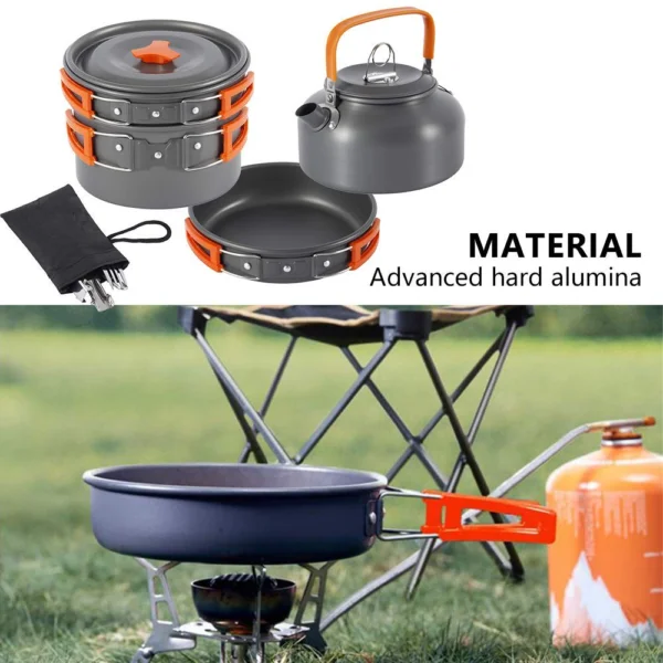 Camping Cookware Kit: Aluminum Cooking Set with Kettle, Pan, and Pot for Outdoor Hiking, Picnic, BBQ - Image 6