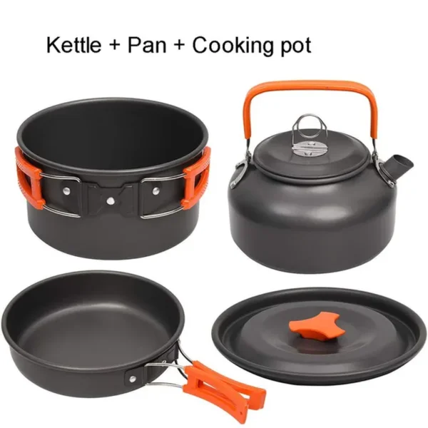 Camping Cookware Kit: Aluminum Cooking Set with Kettle, Pan, and Pot for Outdoor Hiking, Picnic, BBQ