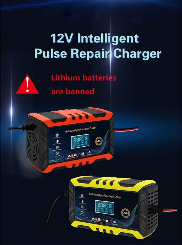 12V Smart Car Battery Charger with Pulse Repair & LCD Display - Image 9