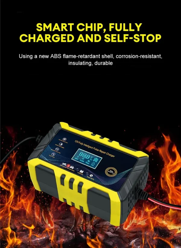 12V Smart Car Battery Charger with Pulse Repair & LCD Display - Image 15