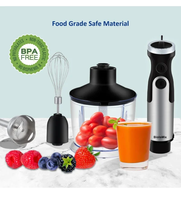 BioloMix 6-Speed Hand Blender Set – 1200W Immersion Blender with Chopper, Whisk & Milk Frother - Image 5