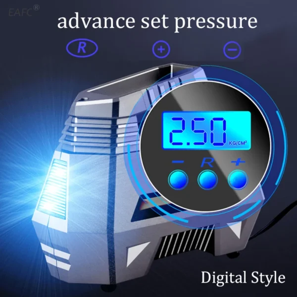 12V Portable Air Compressor Tire Inflator – 150 PSI with Gauge & Emergency LED Light - Image 5