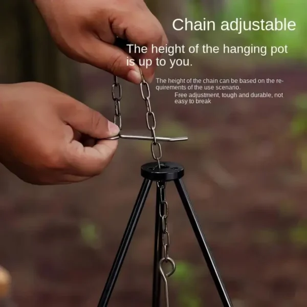 Portable Camping Tripod for Hanging Pot – Foldable Campfire Cooking Stand - Image 3