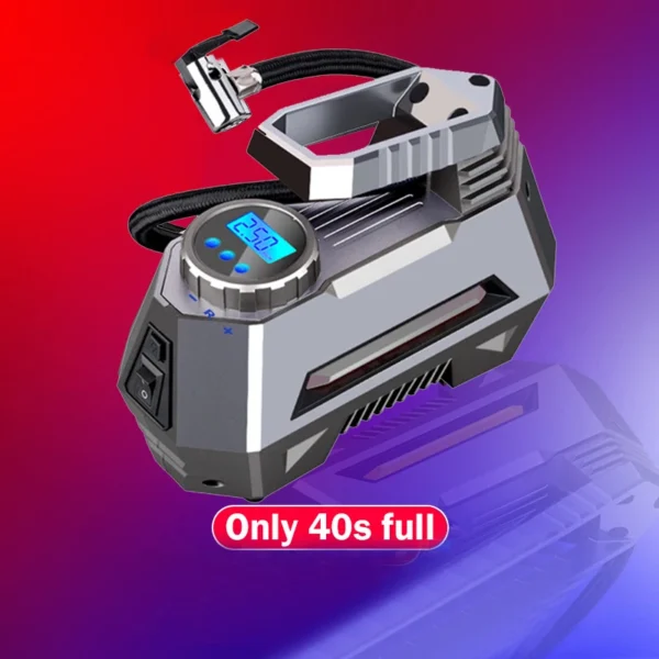 12V Portable Air Compressor Tire Inflator – 150 PSI with Gauge & Emergency LED Light - Image 2