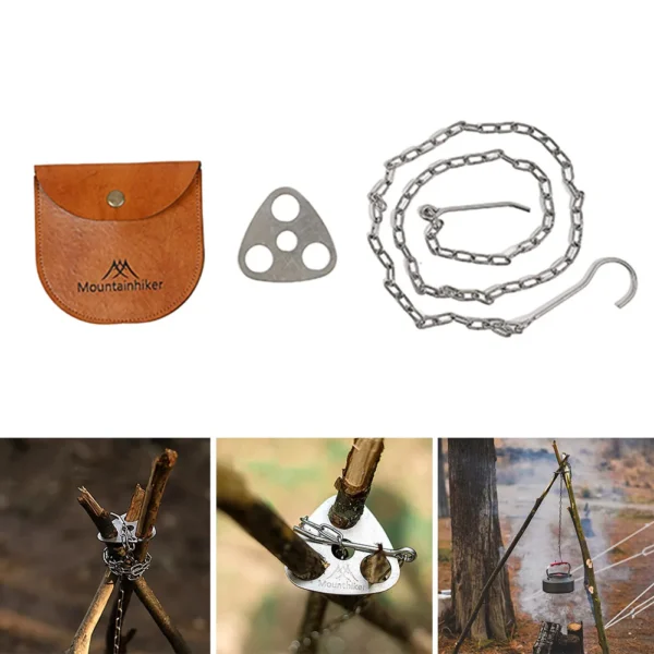 Camping Tripod Pot Hanger Bracket with Adjustable Chain & Storage Bag - Image 2