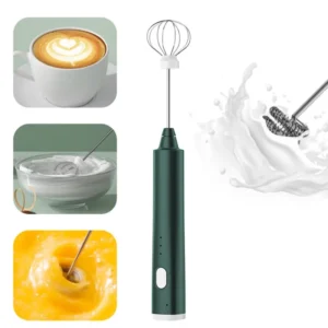 3 Speeds USB Rechargeable Electric Milk Frother + Handheld Egg Beater
