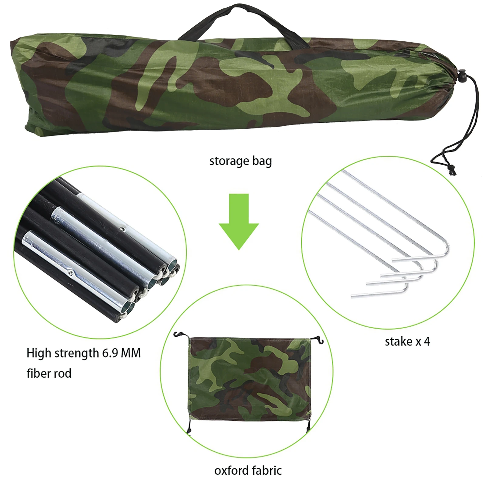 1-Person Camouflage Camping Tent β Waterproof UV-Resistant Outdoor Hiking Shelter - Image 3