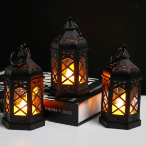 Vintage LED Flameless Candle Lantern – Flickering Hanging Decor for Indoor & Outdoor