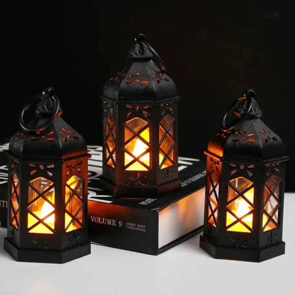Vintage LED Flameless Candle Lantern – Flickering Hanging Decor for Indoor & Outdoor