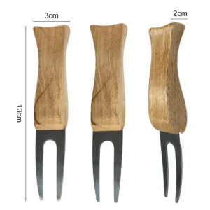 Golf Divot Repair Tool with Wooden Ball Marker – Groove Cleaner & Course Accessory