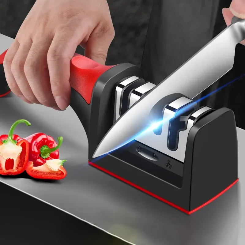 3-Stage Knife Sharpener β Handheld Multi-Function Quick Sharpening Tool with Non-Slip Base