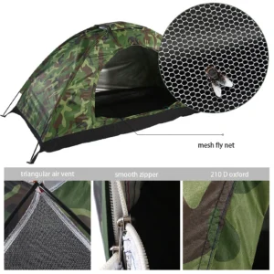 1-Person Camouflage Camping Tent β Waterproof UV-Resistant Outdoor Hiking Shelter