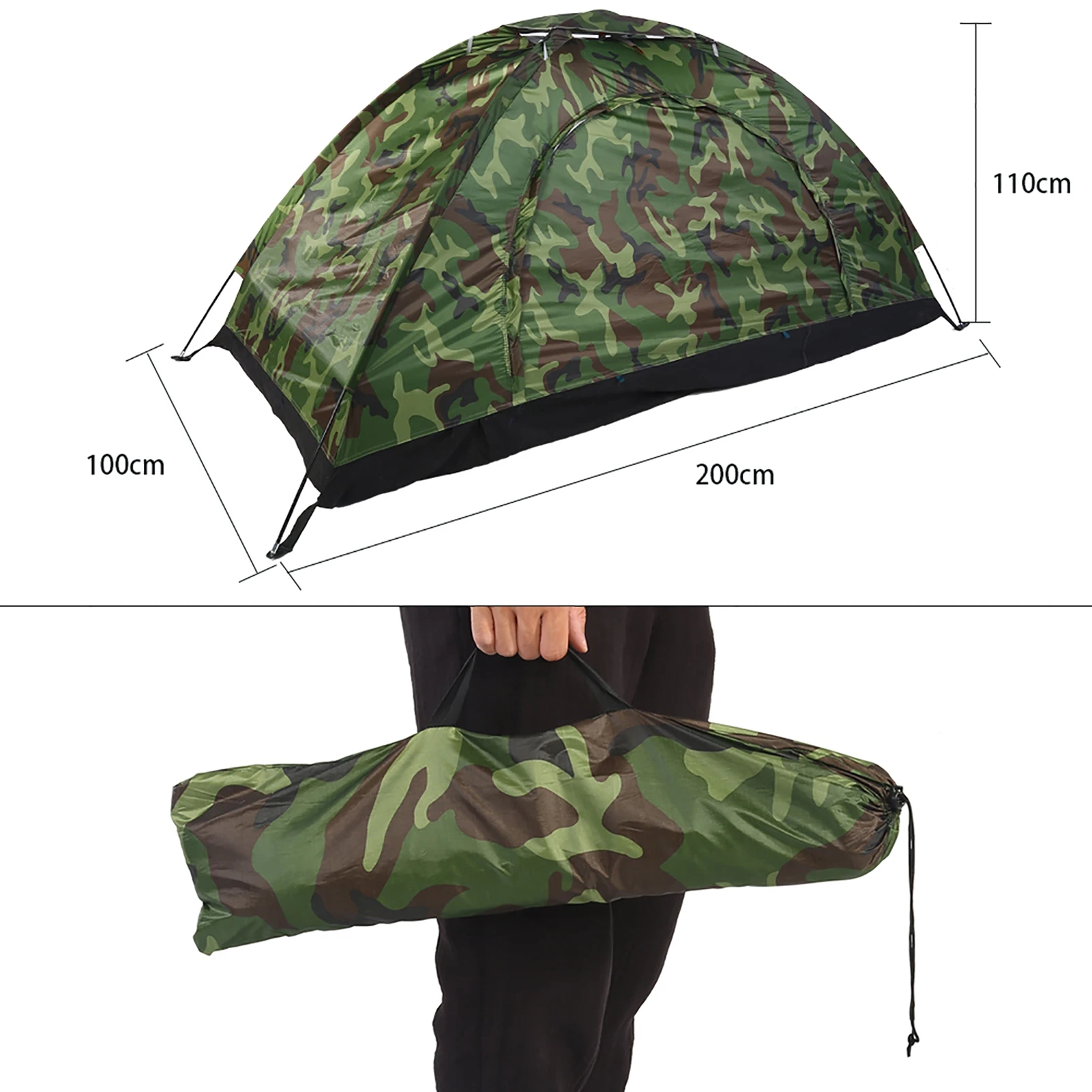 1-Person Camouflage Camping Tent β Waterproof UV-Resistant Outdoor Hiking Shelter - Image 5