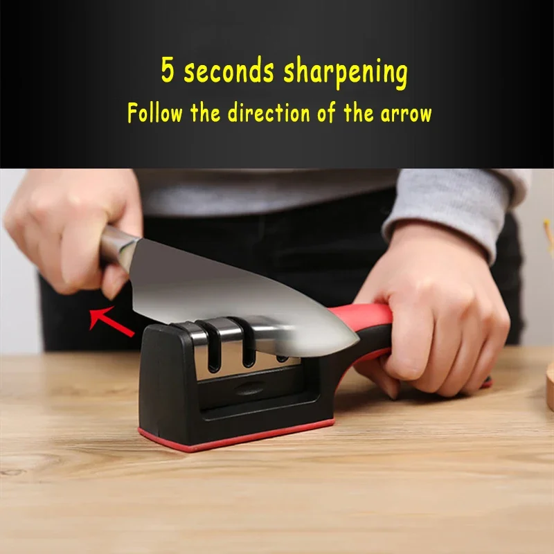 3-Stage Knife Sharpener β Handheld Multi-Function Quick Sharpening Tool with Non-Slip Base - Image 2