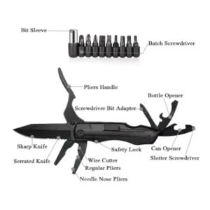 Multifunctional Folding Pliers Tool – Portable Screwdriver, Knife & Bottle Opener Combo with Screw Bit Attachments