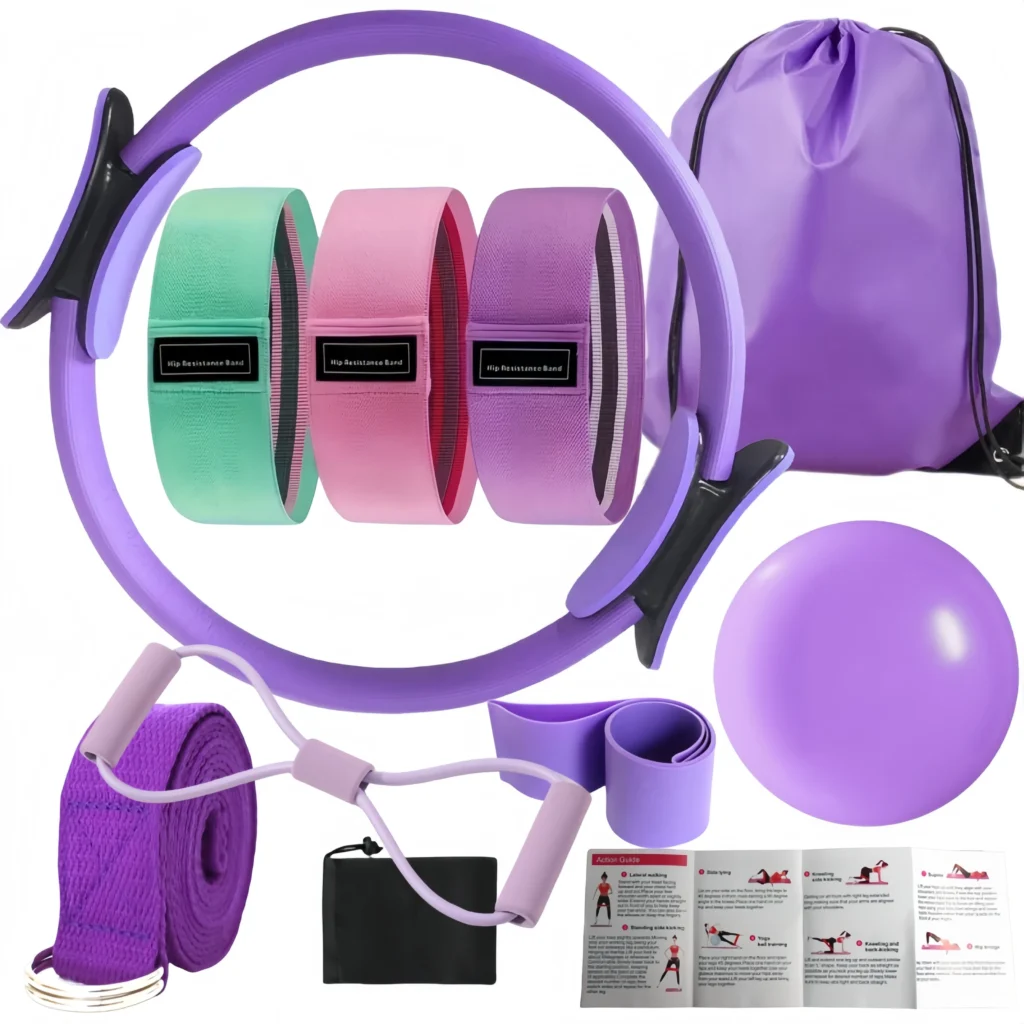 10-Piece Pilates Yoga Kit – Stretch Bands, Loops & Ball for Core Training & Flexibility