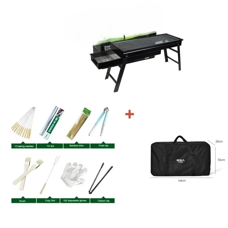 Large Folding Charcoal BBQ Grill – Portable Outdoor Camping & Picnic Barbecue Stove - Image 8