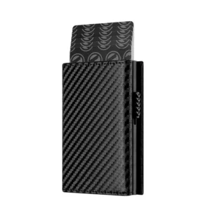 Carbon Fiber RFID Bifold Wallet for Men – Automatic Pop-Up Card Holder with Coin Pocket & Cash Storage