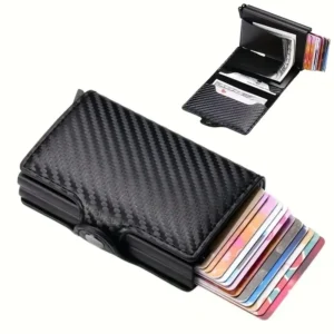 RFID Blocking Slim Card Holder Wallet β Aluminum Double Deck Carbon Fiber Mini Wallet for Men