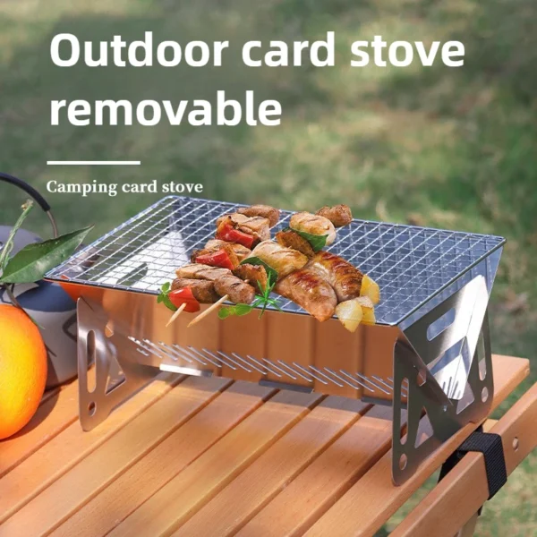 Mini Portable Folding Card Type Charcoal Grill – Stainless Steel Camping & Picnic BBQ Stove