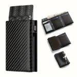 Men's RFID Pop-Up Wallet – Minimalist Metal Card Holder with Zipper Coin Pocket & Credit Card Storage
